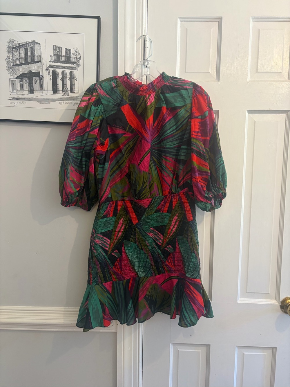 FARM Rio Bold Tropical Print Dress in Green & Pink